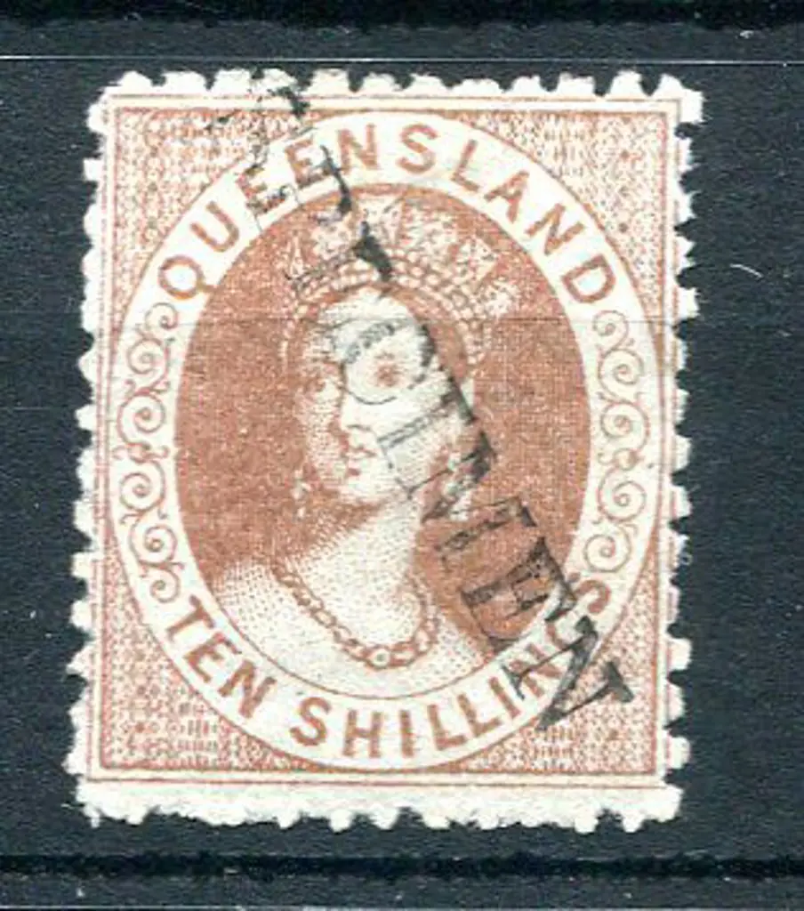 1880 10/- reddish-brown litho with diagonal ... Image 1++