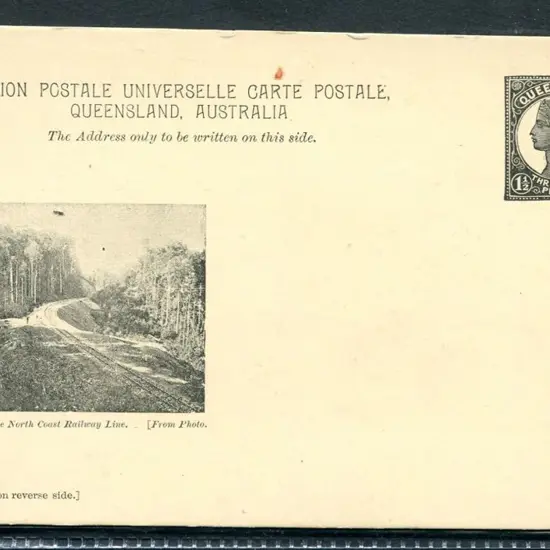 1898 1½d QV "On the North Coast Railway Line" ...