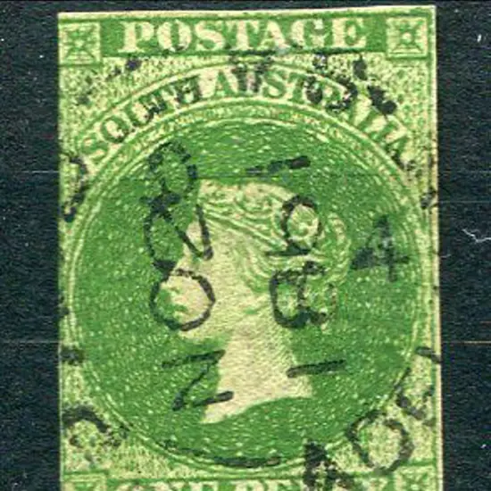 1858 1d deep yellow-green, wmk large star with ...