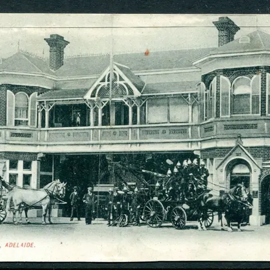 1910 "Fire Station, Adelaide" b&w postcard with 1d ...