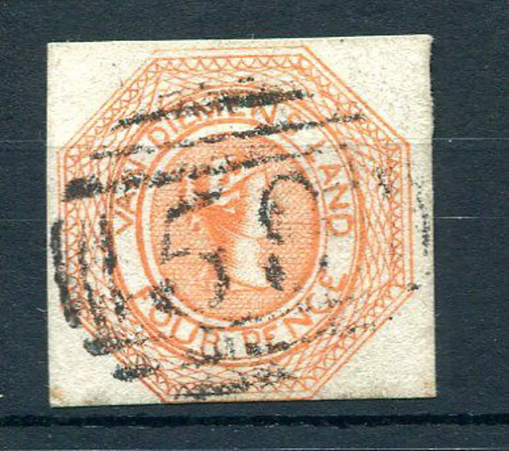 1853 4d bright red orange "Courier" with 3 clear ... Image 1++