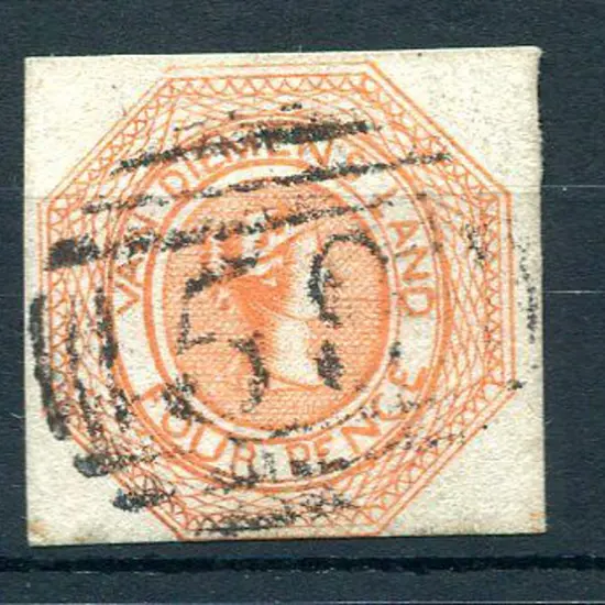 1853 4d bright red orange "Courier" with 3 clear ...