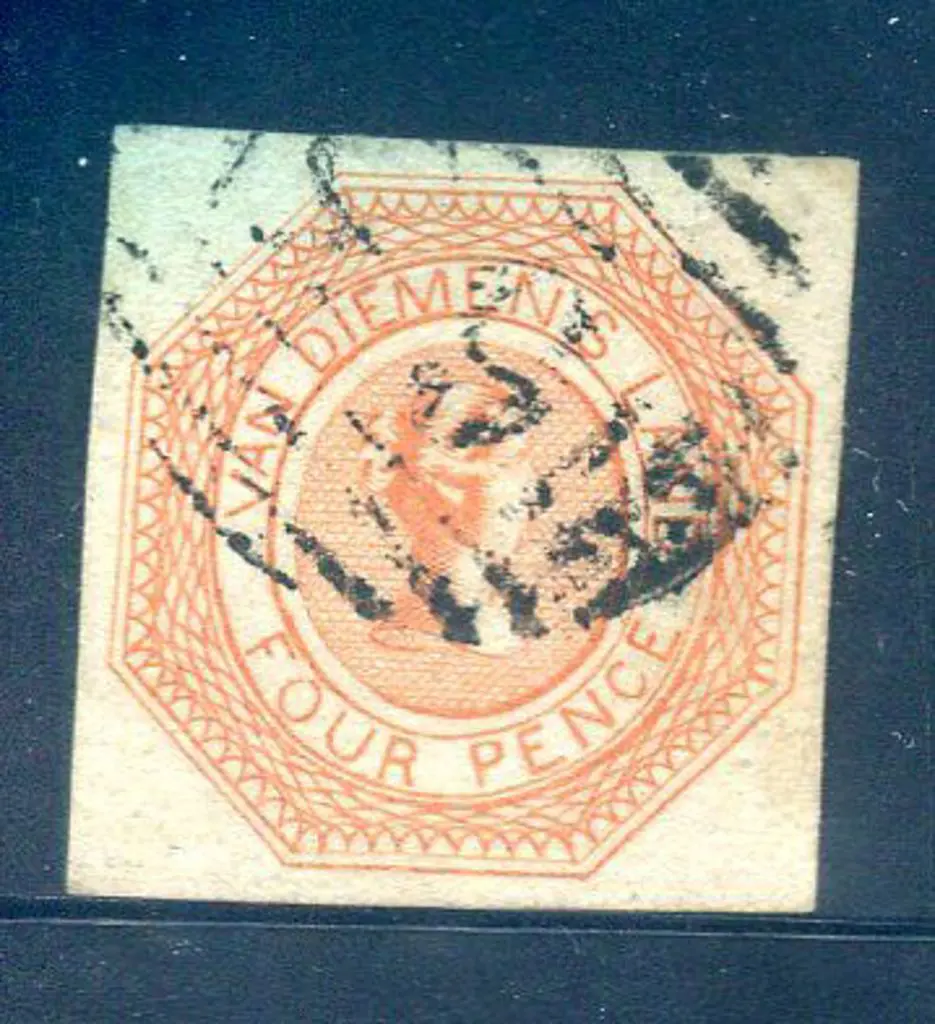 1853 4d bright red-orange "Courier" with 4 large ... Image 1++