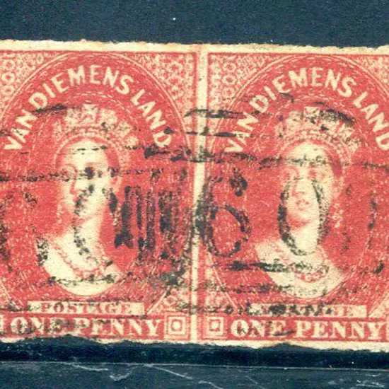 1855 1d carmine, wmk large star, imperf pair ...