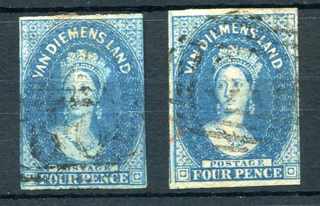 1855 4d blue & deep blue shades, wmk large star. ... Image 1++