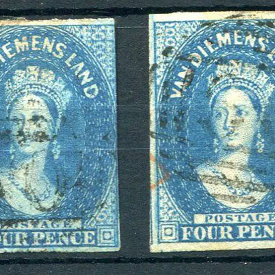 1855 4d blue & deep blue shades, wmk large star. ...