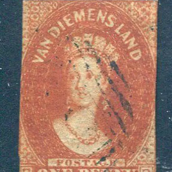 1856 1d deep red-brown, no wmk on pelure paper ...