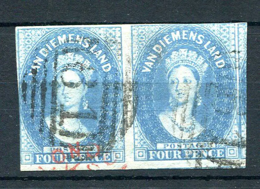 1856/57 4d blue no wmk pair with wide margins ... Image 1++