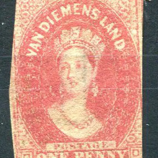 1857/67 1d carmine, wmk "I" & slightly cut into ...