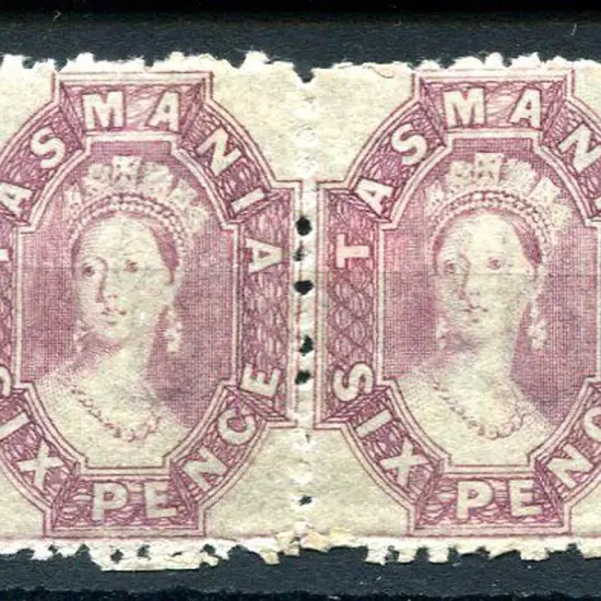 1865/71 6d reddish-mauve pair, perf 12. MLH with ...