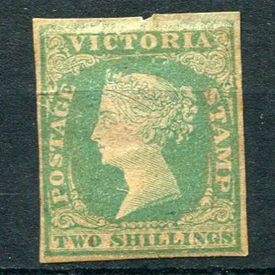 1854/55 2/- dull bluish green on pale yellow ...