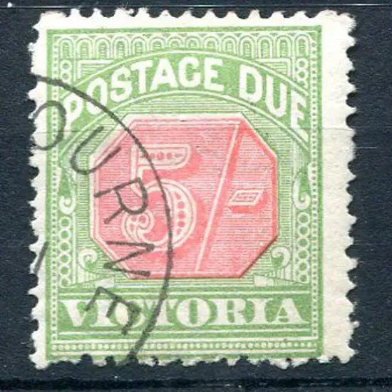 1895 5/- Postage Due. CTO with partial Melbourne ...