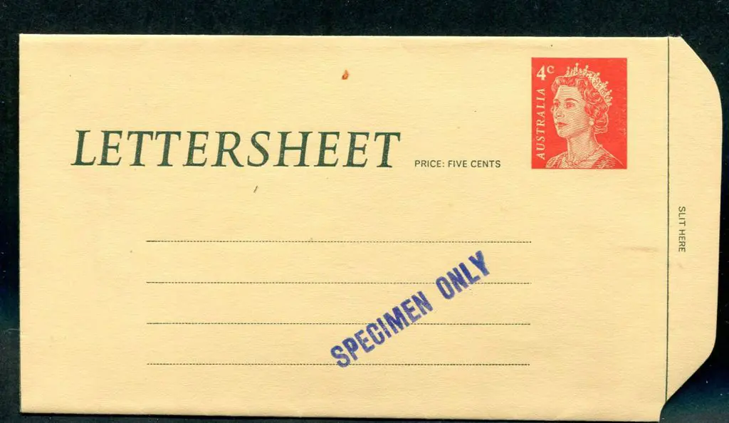 1966/67 4¢ QEII Lettersheet with "SPECIMEN ONLY" ... Image 1++