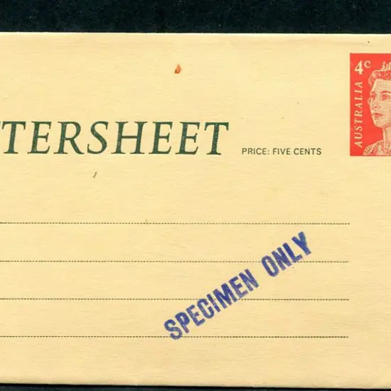 1966/67 4¢ QEII Lettersheet with "SPECIMEN ONLY" ...