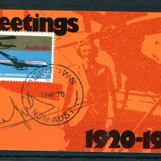1970 (16th Nov) Qantas 50th Anniv "Greetings" card ...