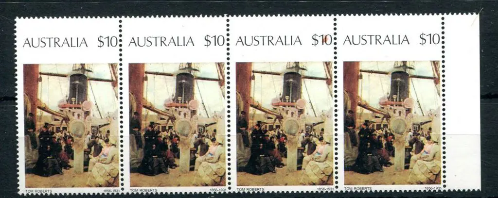1977 $10 Coming South painting in horiz strip of 4 ... Image 1++