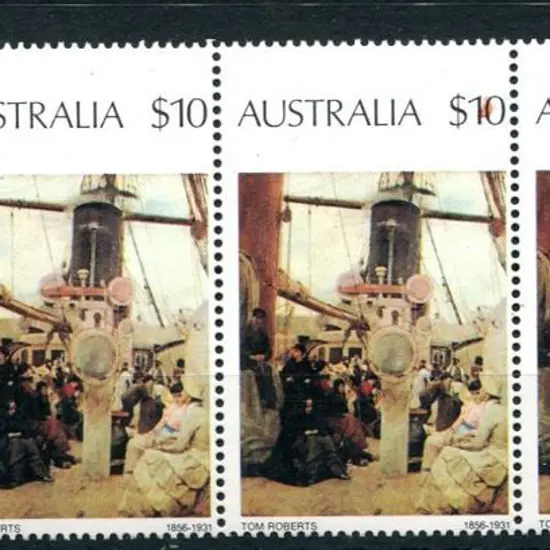 1977 $10 Coming South painting in horiz strip of 4 ...