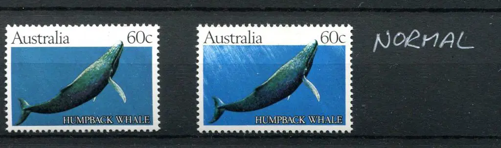 1982 60c Humpback Whale trial printing with solid ... Image 1++