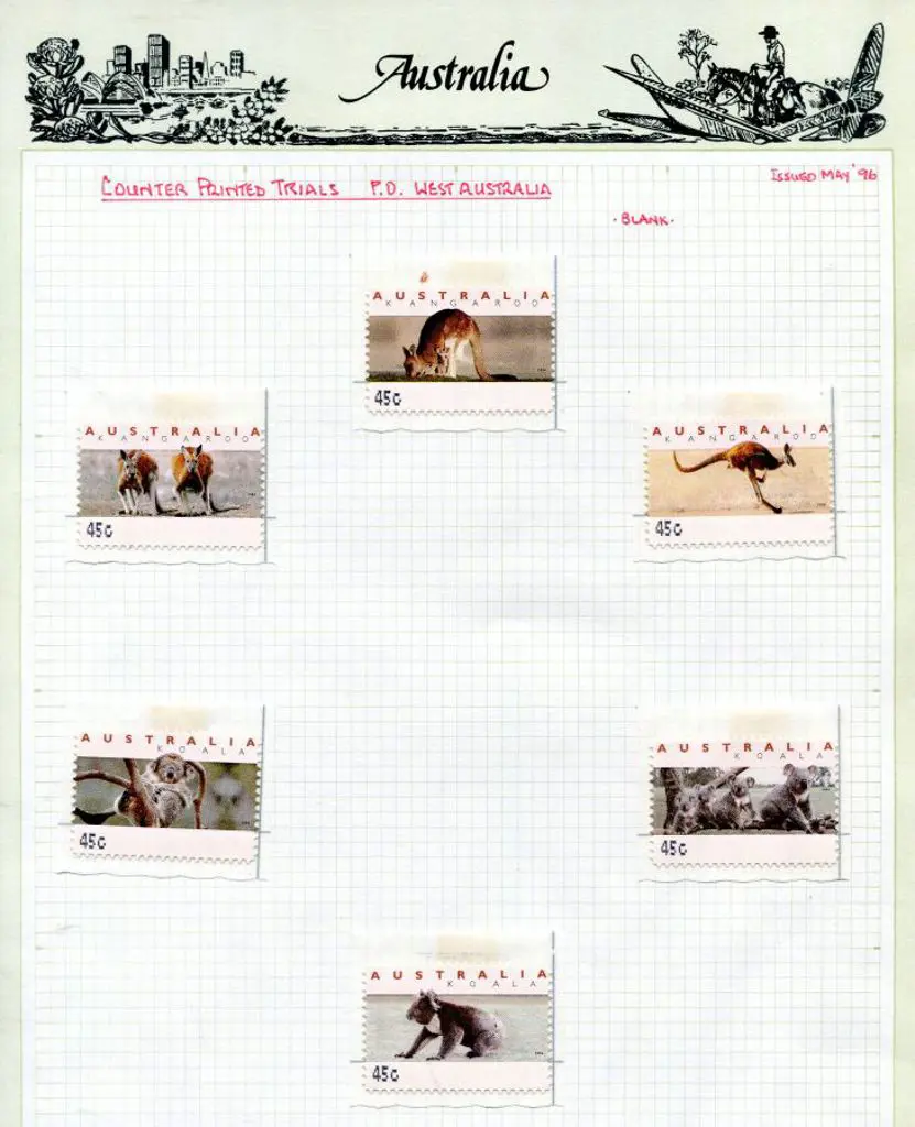 1994 45c "Kangaroos & Koalas" with "45c" ... Image 1++