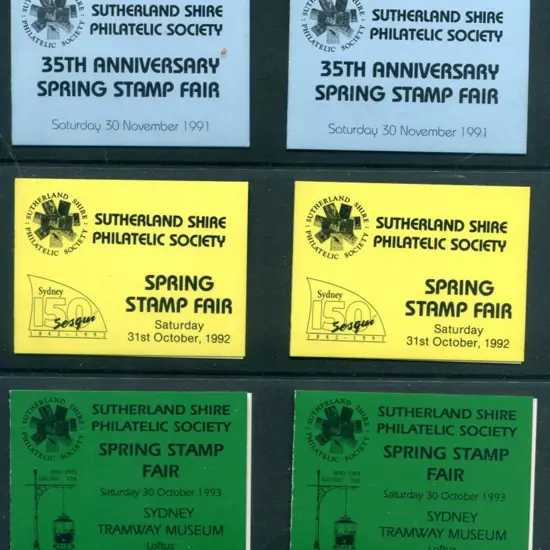 1991, 1992 & 1993 Sutherland Shire Philatelic ...