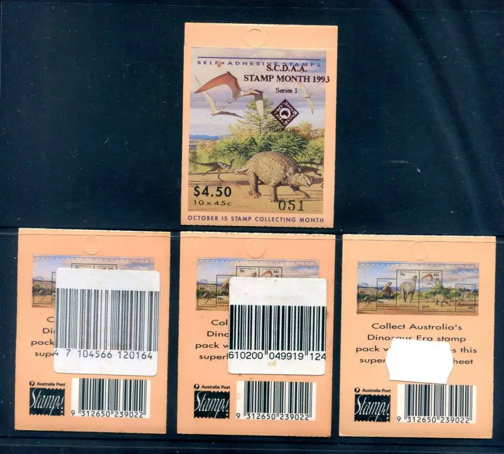 1993 $4.50 Dinosaurs ovptd "S.C.D.A.A. Stamp Month ... Image 1++