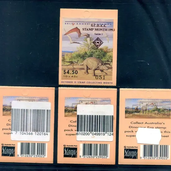 1993 $4.50 Dinosaurs ovptd "S.C.D.A.A. Stamp Month ...