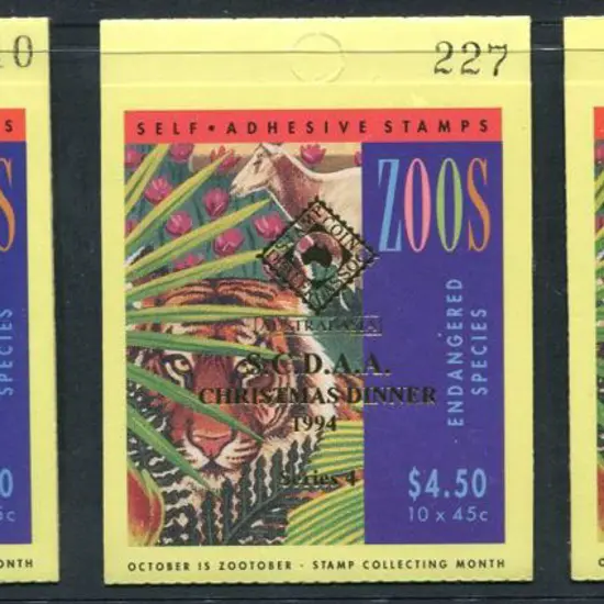 1994 $4.50 Zoos ovptd "ASDA STAMP MONTH Dealers ...