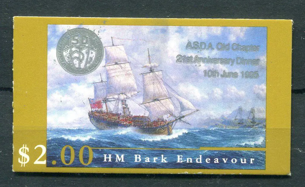 1995 $2 Endeavour Replica ovptd "ASDA Qld Chapter ... Image 1++