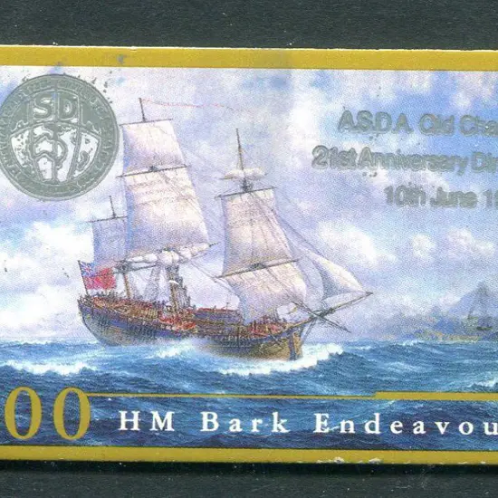 1995 $2 Endeavour Replica ovptd "ASDA Qld Chapter ...