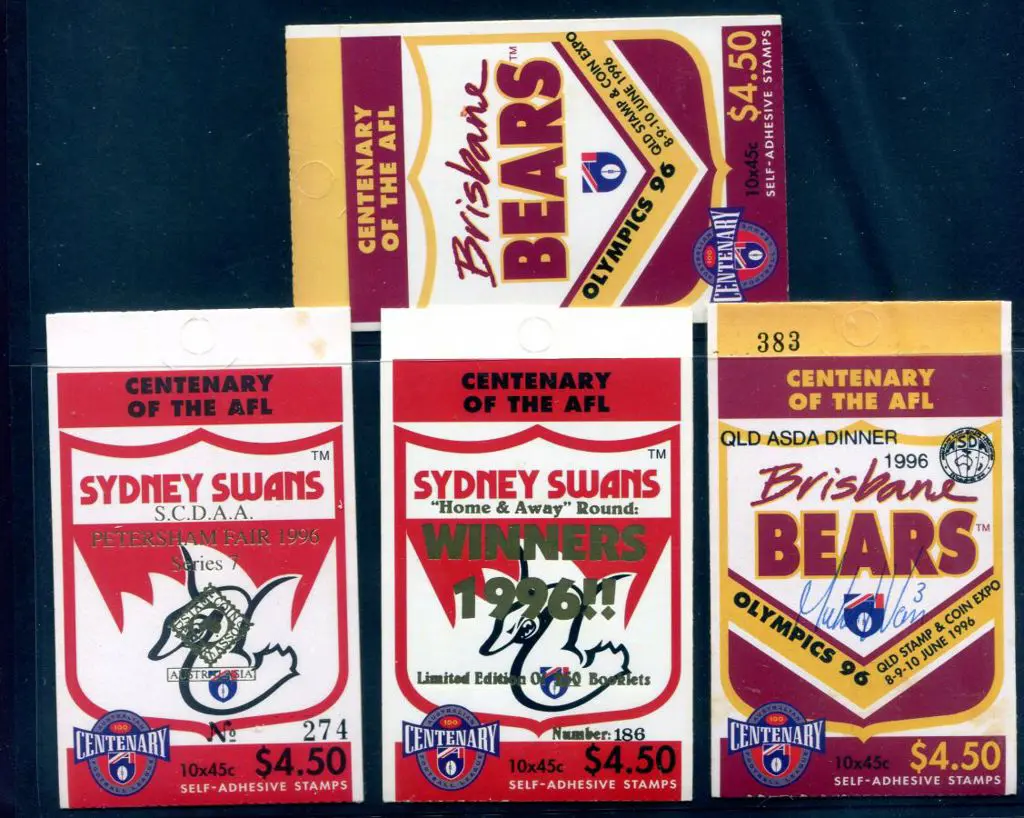 1996 $4.50 Sydney Swans AFL ovptd S.C.D.A.A. ... Image 1++