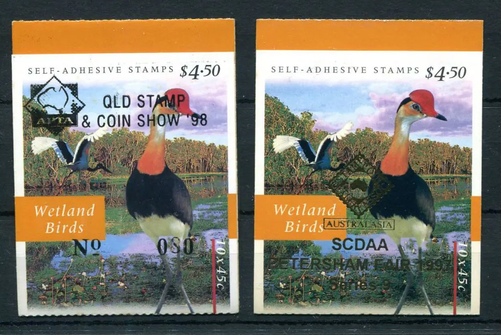 1997 $4.50 Wetlands Birds ovptd "SCDAA Petersham ... Image 1++