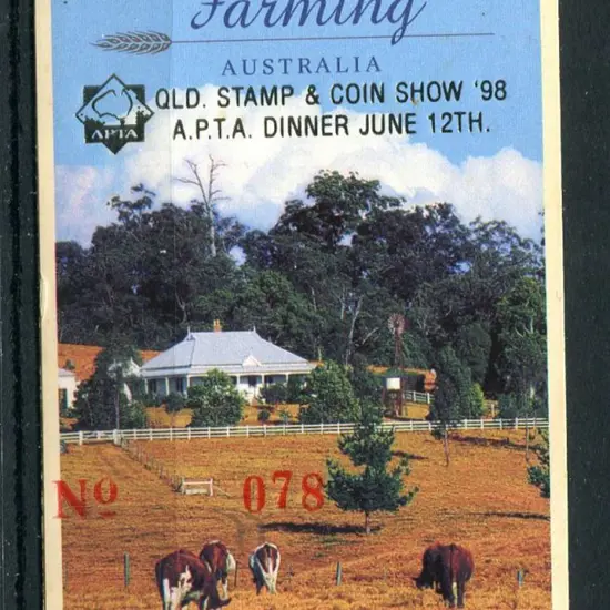 1998 $4.50 Farming ovptd "QLD STAMP & COIN SHOW ...