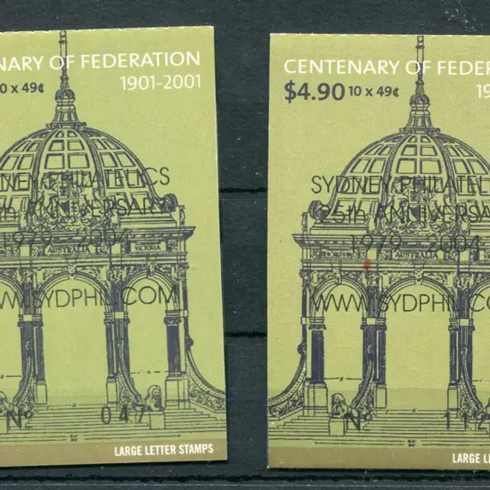 2001 $4.90 Federation ovptd "SYDNEY PHILATELICS ...