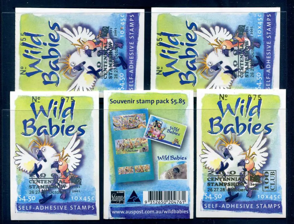 2001 $4.50 Wild Babies ovptd "2001 Centennial ... Image 1++