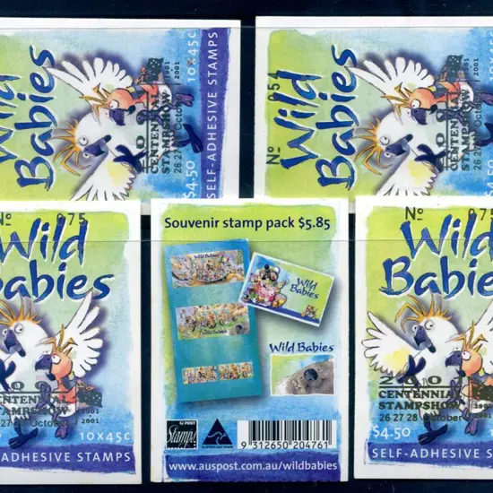 2001 $4.50 Wild Babies ovptd "2001 Centennial ...