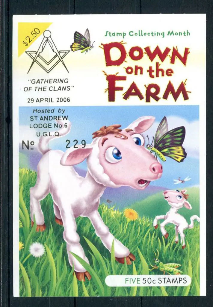 2005 $2.50 "Down on the Farm" pane of 5 x 50c S/A ... Image 1++