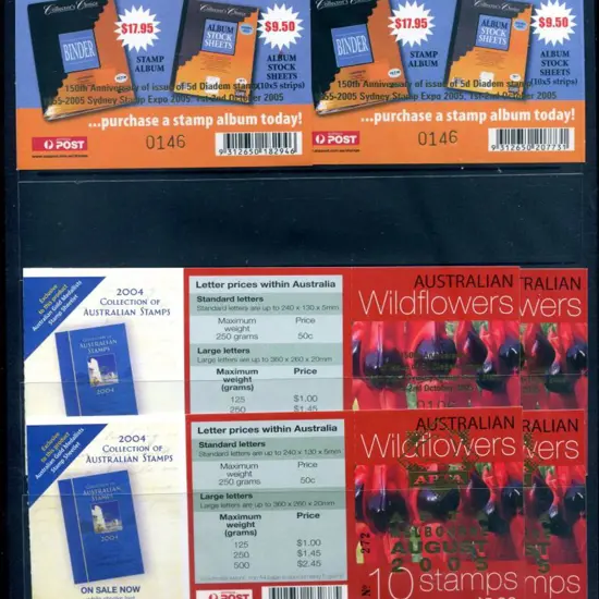 2005 $4.50 Wildflowers & $2.50 S/A pane all ovptd ...