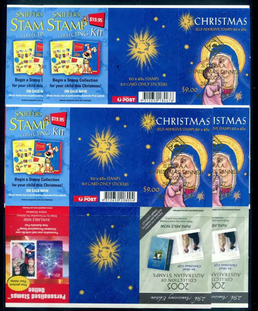 2005 $9 Christmas panes of 20 x 45c ovptd ... Image 1++