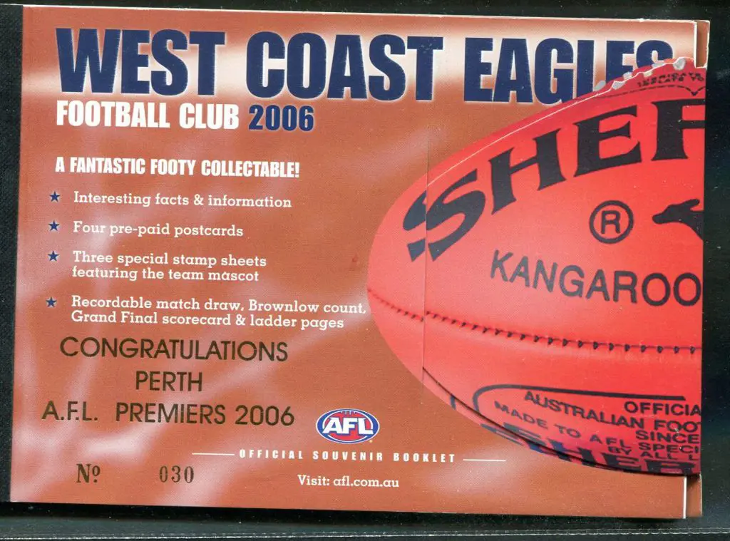 2006 $12.95 West Coast Eagles AFL ovptd ... Image 1++