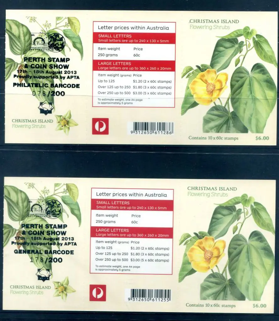 2013 $6 Christmas Island Flowering Shrubs S/A ... Image 1++