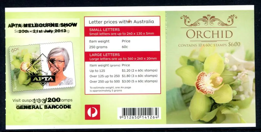 2013 $6 Orchid Greetings S/A with "APTA Melbourne ... Image 1++