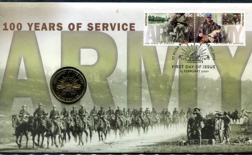 2001 (15th Feb) Army Centenary with $1 illust coin ... Image 1++
