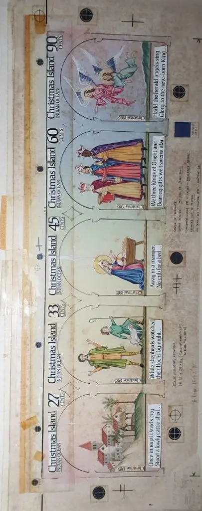 1985 Christmas Carols complete strip of 5 original ... Image 1++