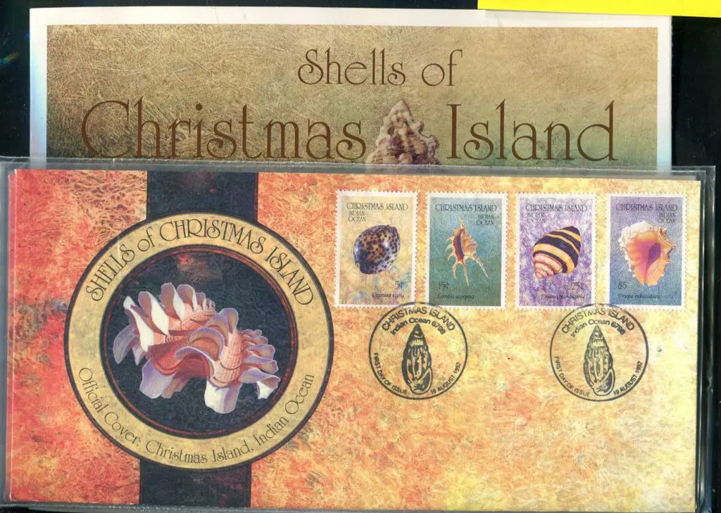 1992 10c to $5 "Christmas Island Shells" sets of 4 ... Image 1++