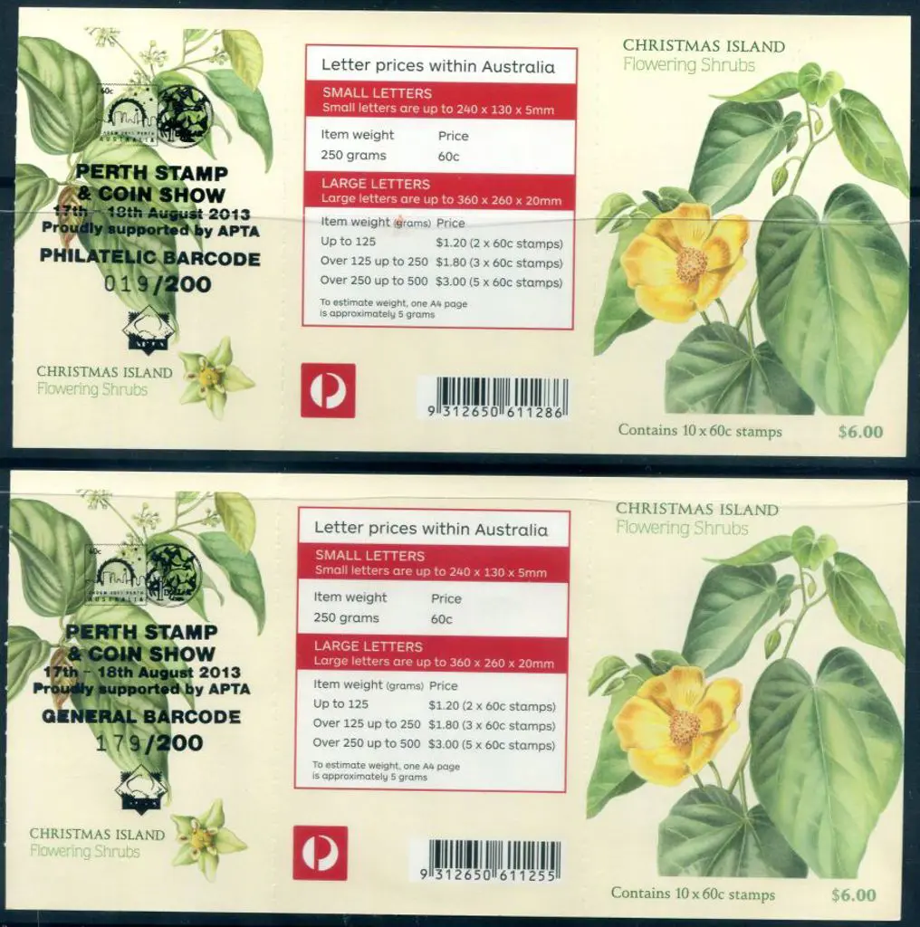 2013 $6 Christmas Island Flowering Shrubs S/A ... Image 1++