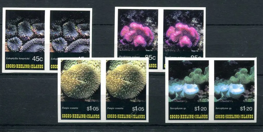 1993 Corals set of 4 in imperforate horiz pairs. ... Image 1++