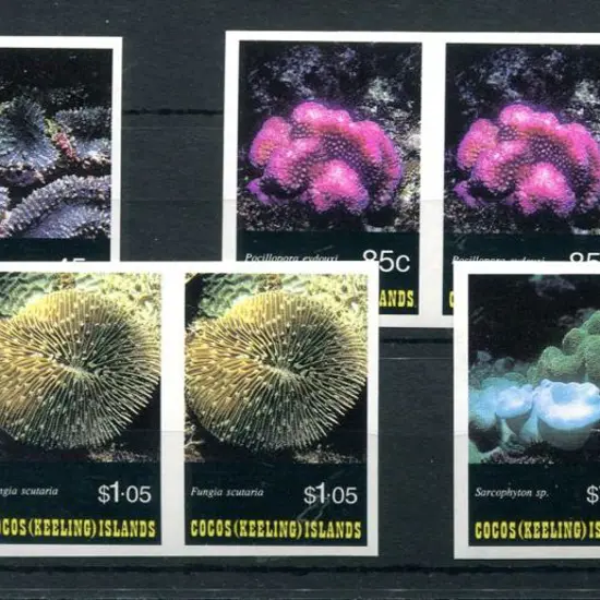 1993 Corals set of 4 in imperforate horiz pairs. ...