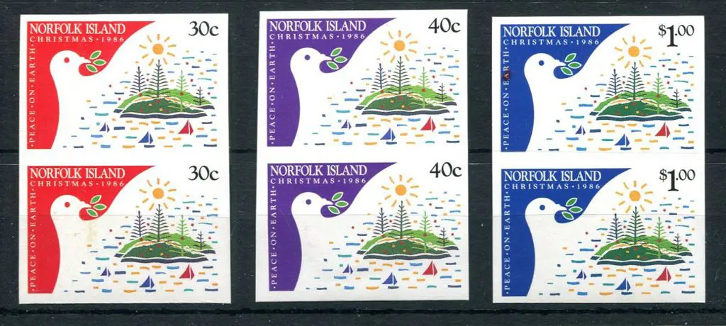 1986 Christmas set of 3 in completely imperforate ... Image 1++