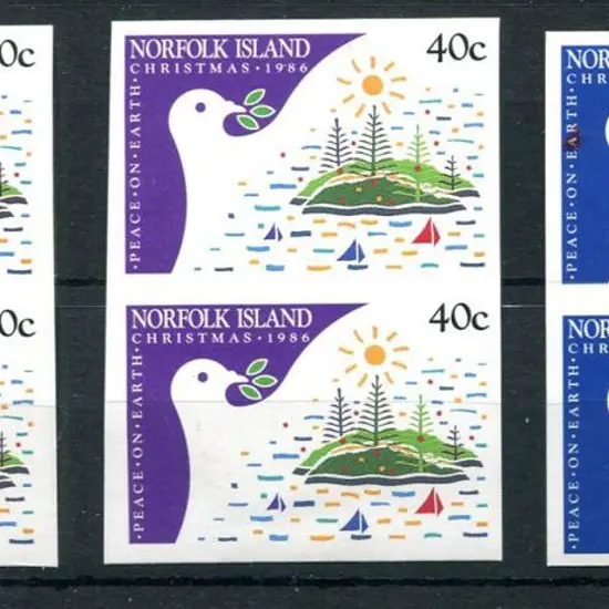 1986 Christmas set of 3 in completely imperforate ...