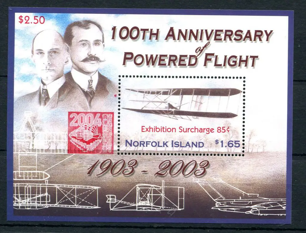 2003 $2.50 surcharged $1.65 Powered Flight M/S ... Image 1++